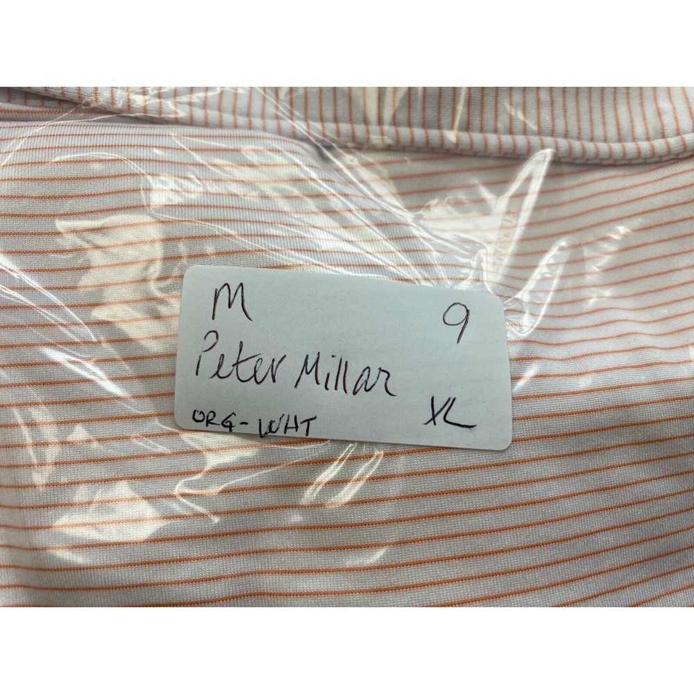 Peter Millar Summer Comfort Polo Shirt Men Extra Large Striped Orange White Logo - Picture 13 of 13
